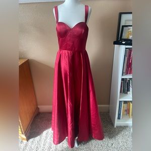 Hebeos Red Satin Bustier Gown